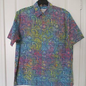 Island by Basic Options Mens S/S Multicolor Cotton Hawaiian Shirt NWOT - Large